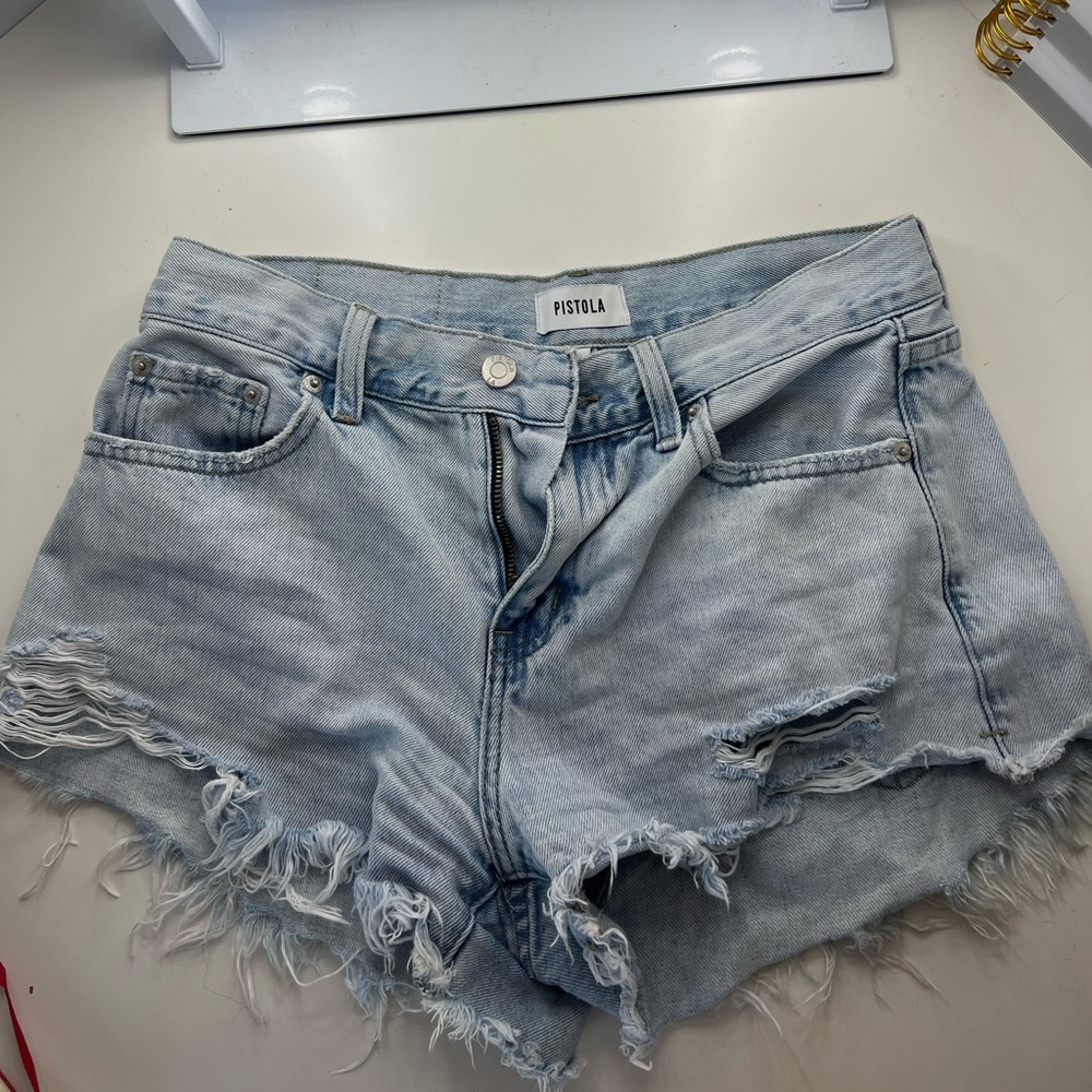 Pistola Distressed Cut-off Jean Shorts Lightwash